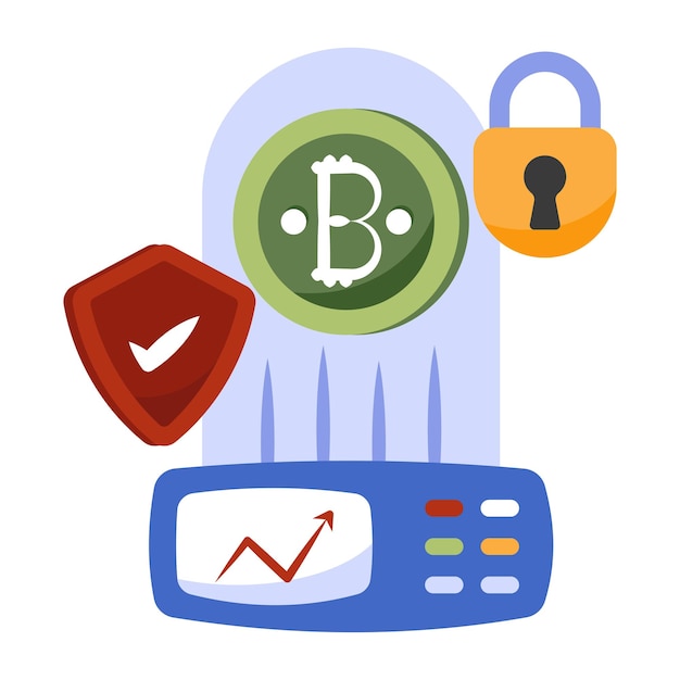 Vector un icono de diseño creativo de bitcoin seguro