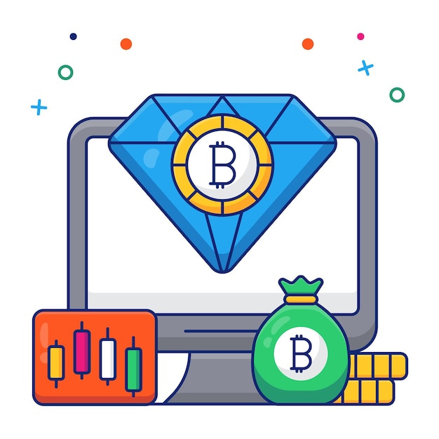 Vector icono de diseño creativo del diamante de bitcoin