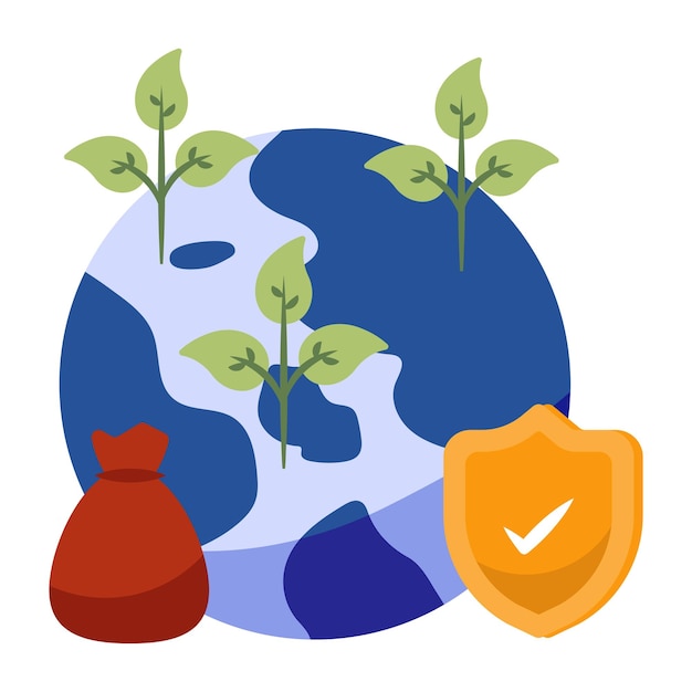 Icono de diseño creativo de seguridad ecológica global.