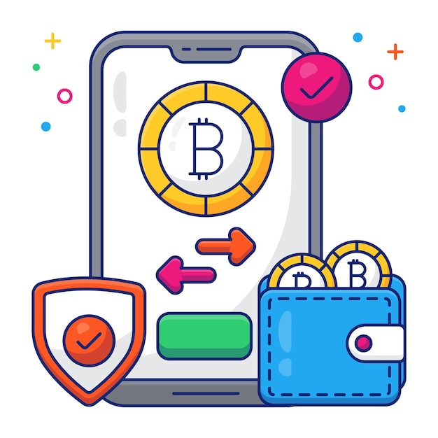Icono de diseño creativo de la transferencia móvil de bitcoin