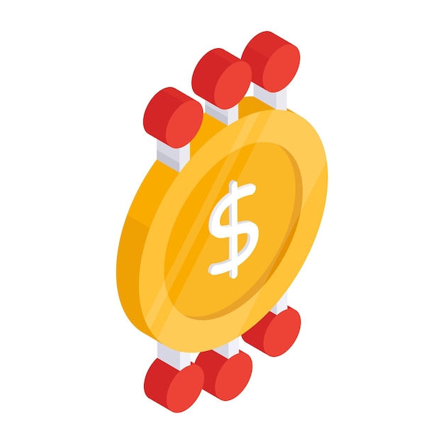 Un icono de diseño editable de la red de dólares