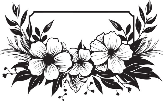 Vector icono de diseño floral negro con patrón de pétalos emblema vectorial de perímetro de flores enigmático negro