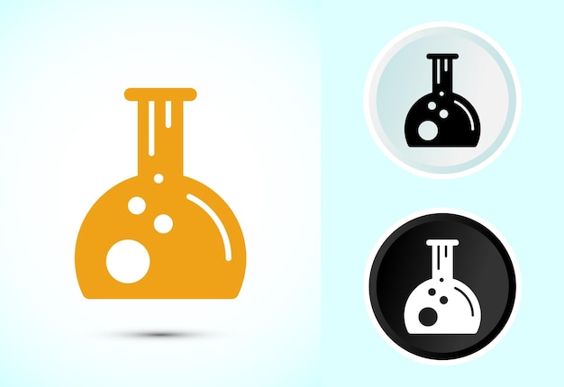 Icono de diseño de frasco de laboratorio Ilustración de icono de frasko químico para aplicaciones y sitios web Color blanco y negro