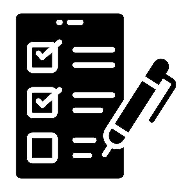Un icono de diseño de glifo de la lista de comprobación