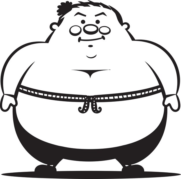 Icono de diseño gráfico de personaje gordo retrato portátil emblema vectorial insignia