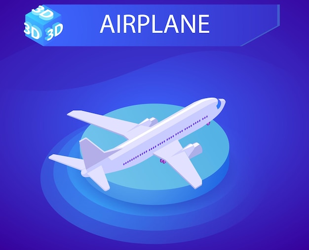 Icono de diseño isométrico de avión ilustración web vectorial concepto colorido 3d