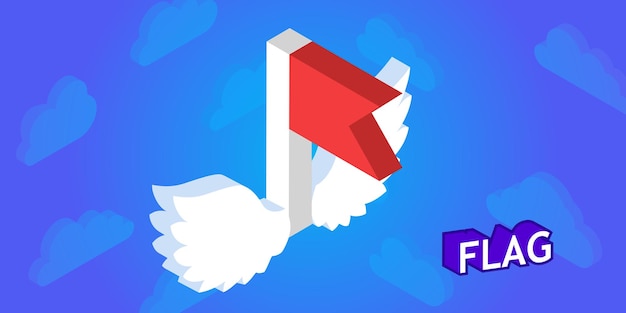 Icono de diseño isométrico de bandera Ilustración web vectorial Concepto colorido 3d