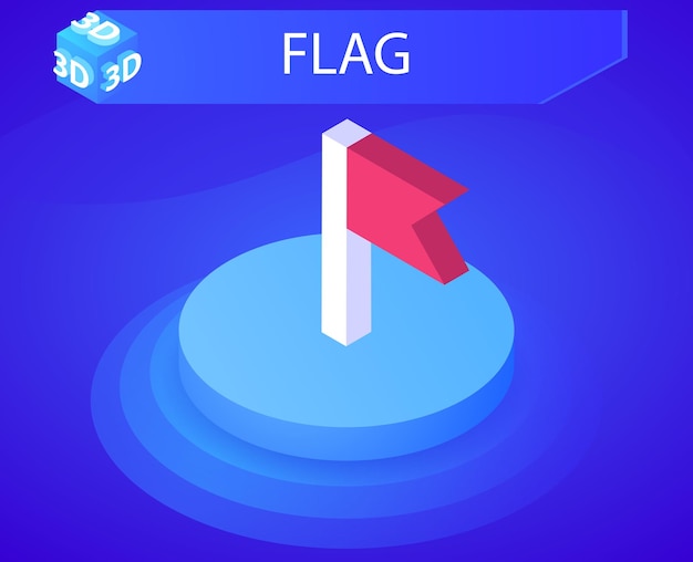 Icono de diseño isométrico de bandera Ilustración web vectorial Concepto colorido 3d