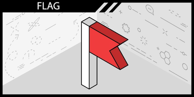 Icono de diseño isométrico de bandera Ilustración web vectorial Concepto colorido 3d