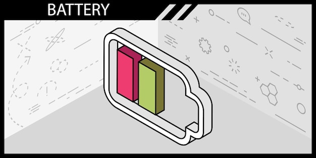 Icono de diseño isométrico de batería Ilustración web vectorial Concepto colorido 3d