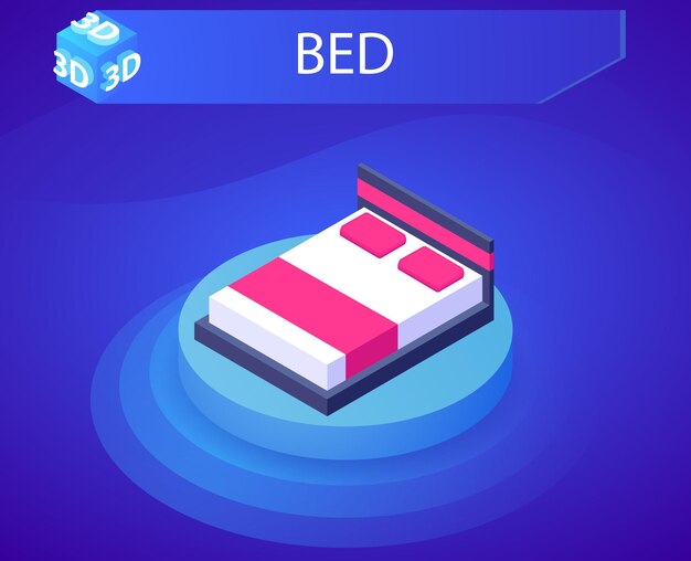 Icono de diseño isométrico de cama Ilustración web vectorial Concepto colorido 3d
