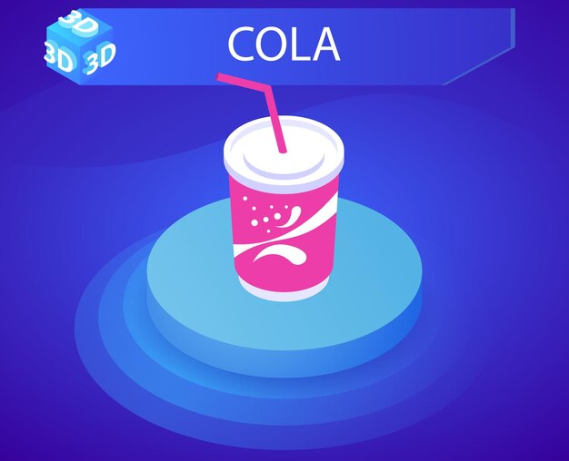 Icono de diseño isométrico de cola Ilustración web vectorial Concepto colorido 3d