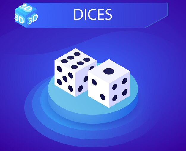 Icono de diseño isométrico en dados Ilustración web vectorial Concepto colorido 3d