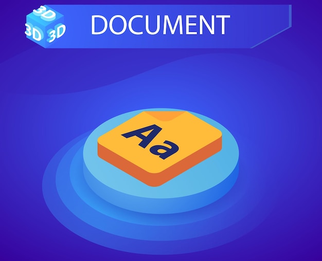 Icono de diseño isométrico del documento Ilustración web vectorial Concepto colorido 3d
