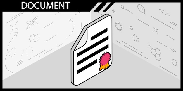 Icono de diseño isométrico del documento Ilustración web vectorial Concepto colorido 3d