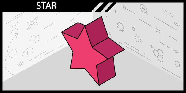 Icono de diseño isométrico estrella Vector web ilustración 3d concepto colorido
