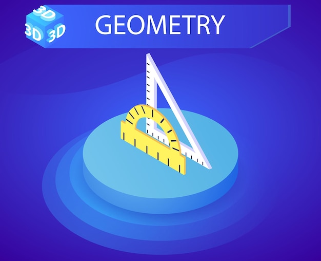 Icono de diseño isométrico de geometría ilustración web vectorial concepto colorido 3d