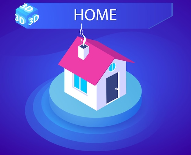 Icono de diseño isométrico de inicio Ilustración web vectorial Concepto colorido 3d