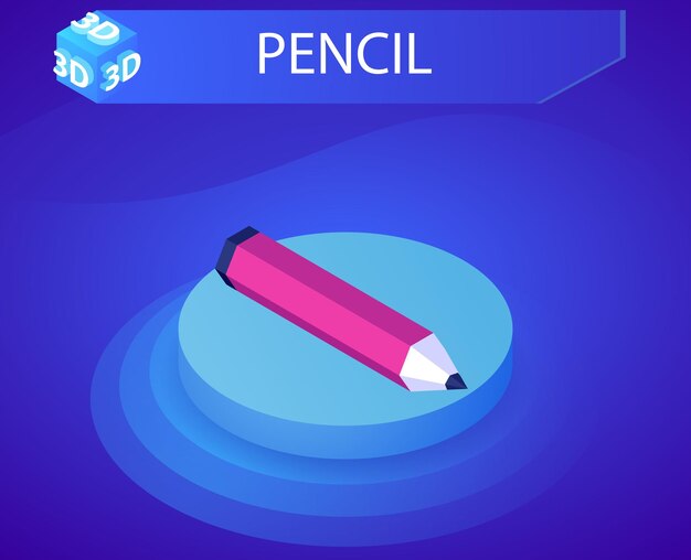 Icono de diseño isométrico de lápiz Ilustración web vectorial Concepto colorido 3d