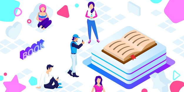Icono de diseño isométrico del libro Ilustración web vectorial Concepto colorido 3d
