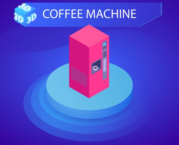 Vector icono de diseño isométrico de la máquina de café ilustración web vectorial concepto colorido 3d