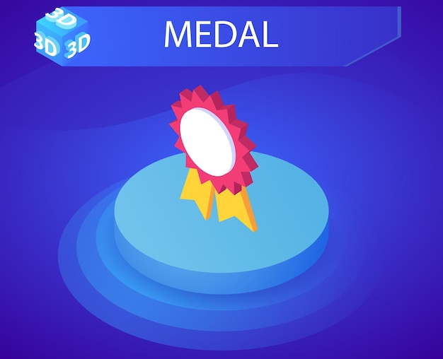 Icono de diseño isométrico de medalla Ilustración web vectorial Concepto colorido 3d