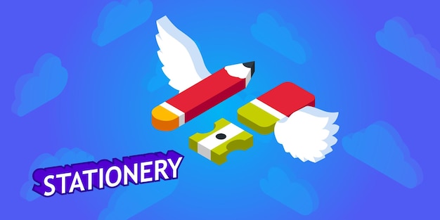 Icono de diseño isométrico de papelería Ilustración web vectorial Concepto colorido 3d