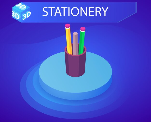 Icono de diseño isométrico de papelería Ilustración web vectorial Concepto colorido 3d