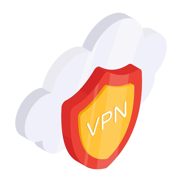 Un icono de diseño isométrico plano de VPN