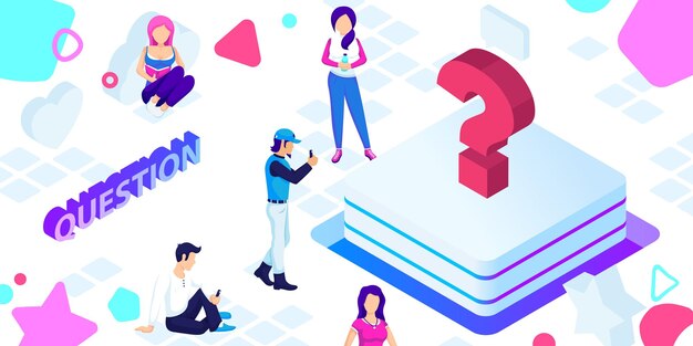 Icono de diseño isométrico de pregunta Ilustración web vectorial Concepto colorido 3d