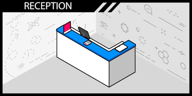 Icono de diseño isométrico de recepción Ilustración web vectorial Concepto colorido 3d