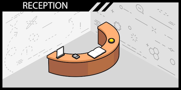 Icono de diseño isométrico de recepción Ilustración web vectorial Concepto colorido 3d