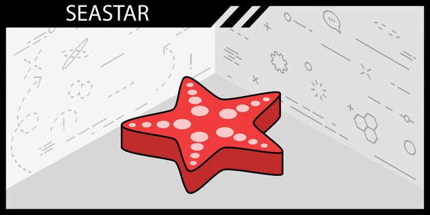 Icono de diseño isométrico Seastar Ilustración web vectorial Concepto colorido 3d