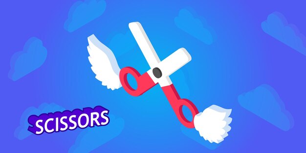 Icono de diseño isométrico de tijeras Ilustración web vectorial Concepto colorido 3d