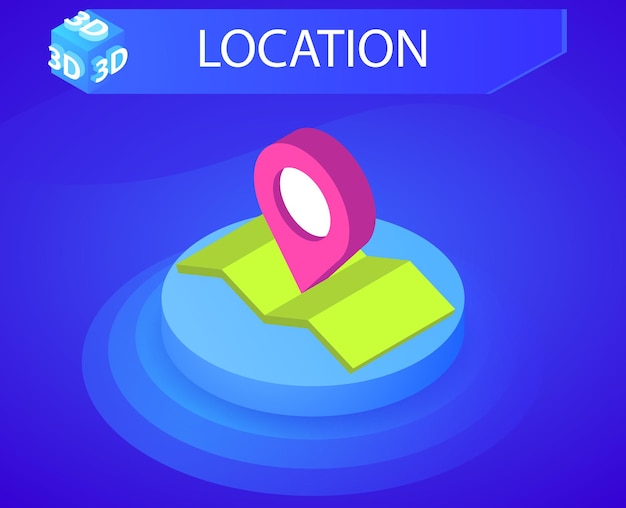 Vector icono de diseño isométrico de ubicación ilustración web vectorial concepto colorido 3d