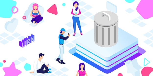 Icono de diseño isométrico de urna Ilustración web vectorial Concepto colorido 3d