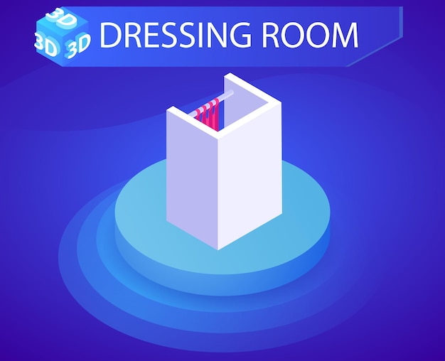 Icono de diseño isométrico de vestidor Ilustración web vectorial Concepto colorido 3d