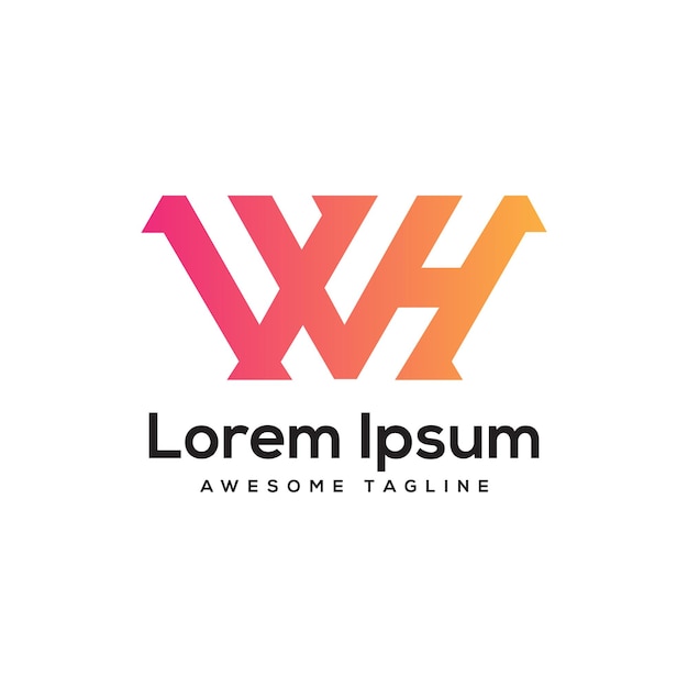 Icono de diseño de la letra WH del logotipo