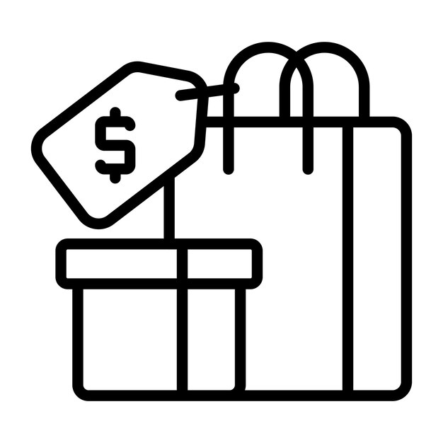Un icono de diseño lineal de la bolsa de compras
