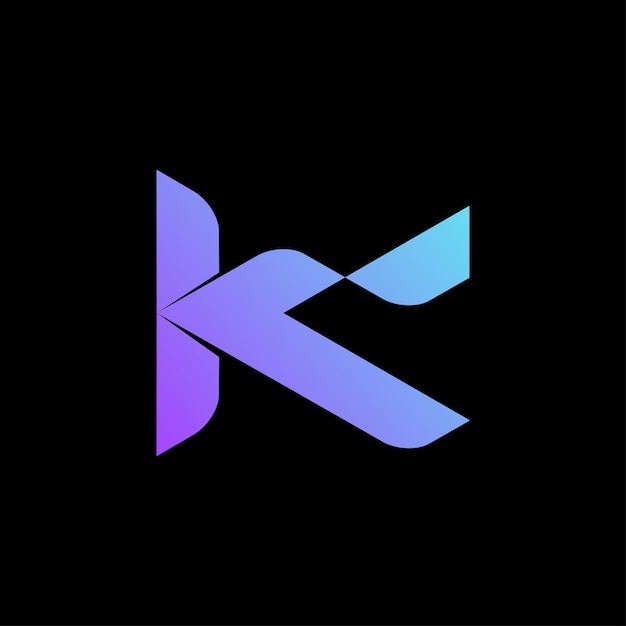 Icono de diseño de logotipo de alfabeto de letra azul K para negocios