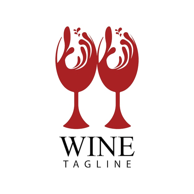 Vector icono de diseño de logotipo de botella y copa de vino