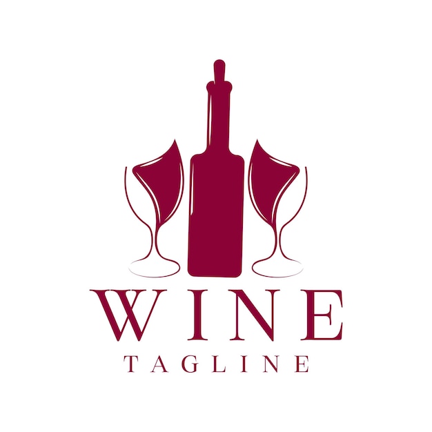 Icono de diseño de logotipo de botella y copa de vino