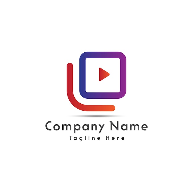 Icono del diseño del logotipo del botón de reproducción de video de la letra LO