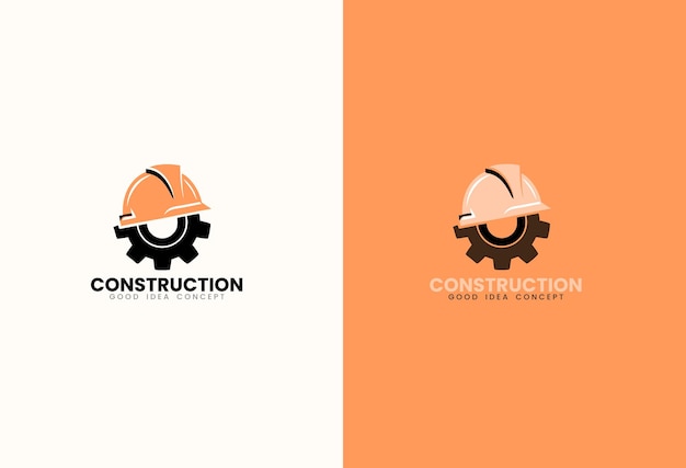 Icono de diseño de logotipo de construcción con casco y equipo