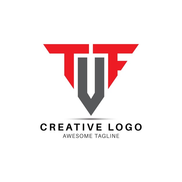 Icono de diseño de logotipo creativo en forma de triángulo de letra TUF