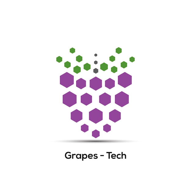 Icono de diseño de logotipo creativo de tecnología de uvas