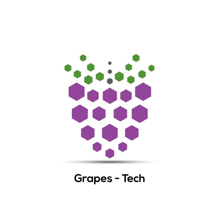 Vector icono de diseño de logotipo creativo de tecnología de uvas