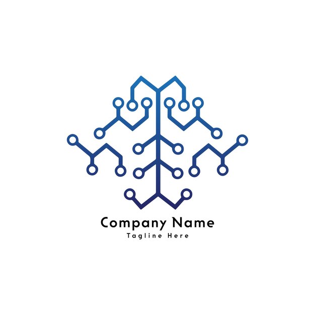 El icono del diseño del logotipo de la forma del cerebro tecnológico