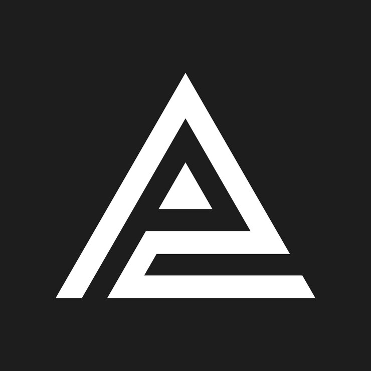 Vector icono de diseño del logotipo en forma de triángulo de la letra p