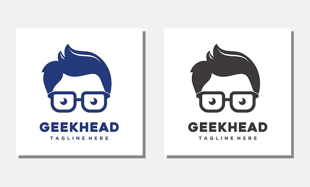 Icono de diseño de logotipo geek nerd aislado sobre fondos blancos